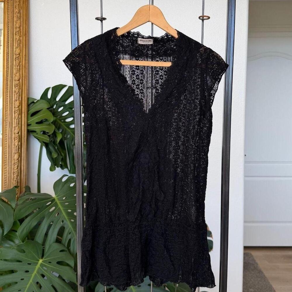 Vintage y2k American Rag Black Lace Top